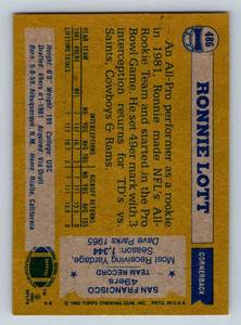 lot 146 image: Ronnie Lott RC 1982 Topps #486 Vintage Rookie Football Card