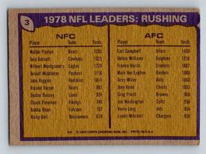 lot 155 image: 1979 Topps Walter Payton and Earl Campbell Rushing Leaders #3 Vintage Football Card