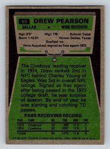 lot 184 image: Drew Pearson RC 1975 Topps #65 Rookie Vintage Football Card