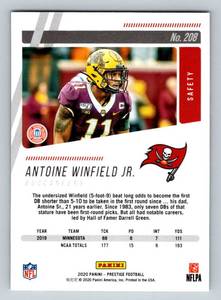 lot 189 image: Antoine Winfield 75 RC 2020 Prestige #208 numbered 6275 Rare University of Minnesota Rookie Football Card