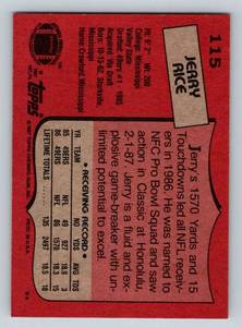 lot 190 image: Jerry Rice 2nd Year 1987 Topps #115 Vintage Football Card