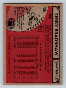 lot 200 image: Terry Bradshaw 1980 Topps #200 Vintage Football Card