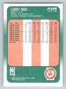 lot 30A image: Larry Bird 1988 Fleer #9 Basketball Card