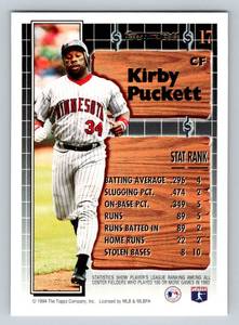 lot 66A image: Kirby Puckett Topps Black Gold Insert 1993 #17 Minnesota Twins Baseball Card