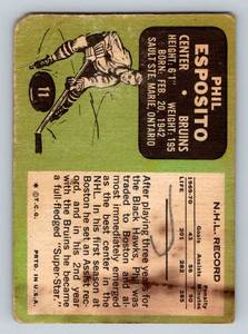 lot 254 image: Phil Esposito 1970 Topps #11 Vintage Hockey Card