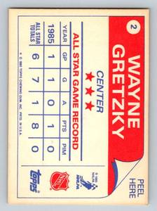 lot 257A image: Wayne Gretzky 1985 Topps All-Star Sticker #2 Vintage Hockey Card
