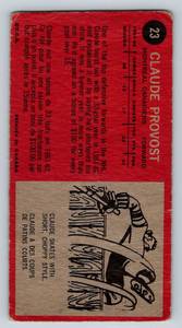 lot 260 image: 1964-65 Topps Claude Provost #23 Vintage Tallboy Hockey Card