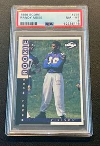 lot 25 image: Randy Moss RC PSA Graded 8 NM-MT 1998 Score #235 Rookie Minnesota Vikings Football Card