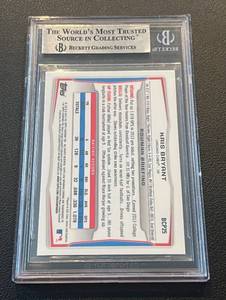 lot 36 image: Kris Bryant RC Beckett Graded 9 Mint - 2014 Bowman Chrome Prospects #BCP25 Rookie Baseball Card