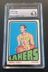 lot 37 image: 1972-73 Topps Jerry West #75 CSG Graded 6.5 ExNM Vintage Basketball Card