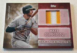 lot 49 image: Matt Olson 25 Game Used Patch - 2020 Topps Major League Material #MLM-MO numbered 0425, very rare baseball card