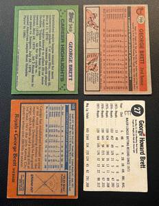 lot 67A image: George Brett 4 Card Vintage Baseball Lot - 1978 Hostess #27, 1978 Topps #100, 1981 #700, 1982 #549 Baseball Cards