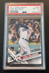lot 71A image: Cody Bellinger RC PSA Graded 8 2017 Topps Update #US50 Rookie Baseball Card