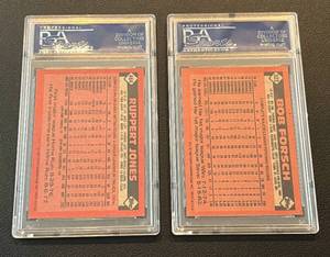 lot 83A image: 1986 Topps 2 PSA Graded 8 NM-MT Card Lot - Bob Forsch #322 and Ruppert Jones #464 Baseball Cards