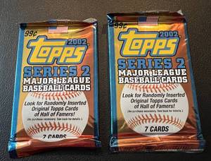 lot 131 image: 2002 Topps Baseball Series 2 - 2 Pack Lot - Joe Mauer RC