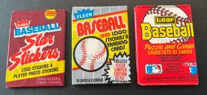 lot 133 image: 3 Vintage Baseball Back Lot - 1989 Fleer, 1988 Fleer Star Stickers, 1988 Leaf Cards