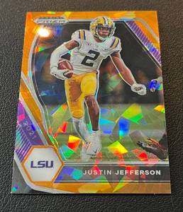 lot 143A image: Justin Jefferson 2021 Prizm Draft Picks #56 Minnesota Vikings Football Card