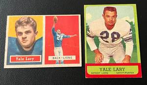 lot 177 image: Yale Lary 2 Card Lot 1957 Topps #68 and 1963 Topps #33 Vintage Football Cards
