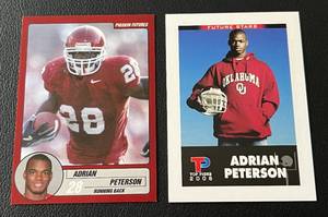 lot 192 image: Adrian Peterson 2 Card RC Lot - 2006 Top Picks Future Stars and Pigskin Futures Minnesota Vikings Rookie Card