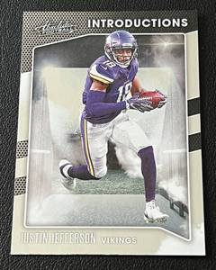 lot 204 image: Justin Jefferson RC 2020 Absolute Introductions #I-JUJ Insert Rookie Minnesota Vikings Football Card