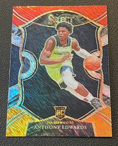 lot 241 image: Anthony Edwards Triple Shimmer RC 2020-21 Select #61 Concourse Rookie Minnesota Timberwolves Basketball Card