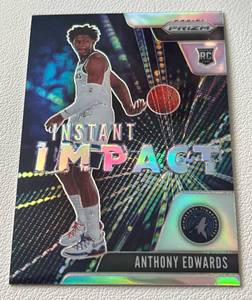 lot 250 image: Anthony Edwards RC Prizm Instant Impact Insert 2020-21 #1 Rookie Minnesota Timberwolves Basketball Card
