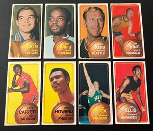 lot 251 image: 1970 Topps Vintage Basketball Tallboy 8 Card Lot