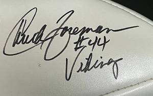 lot 9A image: Chuck Foreman Signed Football - Inscribed #44 Vikings - Minnesota Vikings