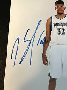 lot 324 image: Karl Anthony Towns Signed 8x10 Photo with COA Minnesota Timberwolves Basketball