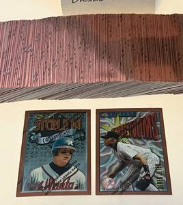 lot 304 image: 1996 Topps Finest Baseball Bronze Set Cards - Derek Jeter and Chipper Jones