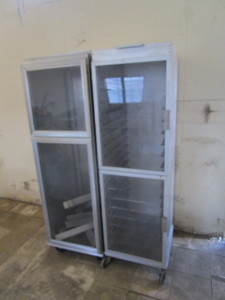lot 3 image: (2) Alum Rolling Tray Cabinets 22x28x71