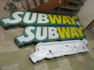 lot 42 image: (2) Subway Signs 24x9.5 & 30x12
