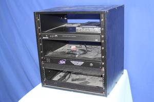 lot 25 image: Middle Atlantic RKBRK Series Black Laminate Audio  Video Equipment Rack with Power Distribution & Miscellaneous Equipment