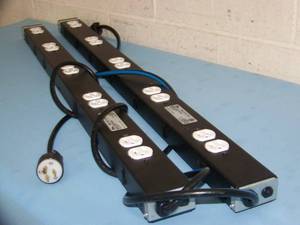 lot 67 image: Lot of 2 - Middle Atlantic PD-1015C-NS 15-Amp Vertical Power Distribution 10-Outlet Power Strips - Heavy Duty