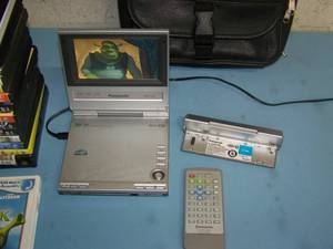 lot 77 image: 5 Panasonic Portable DVD & CD Player and Numerous DVDs - Mostly Child-Themed Videos