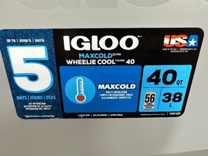 lot 49 image: Used Once Igloo Max Cold 40 Qt Cooler on Wheels