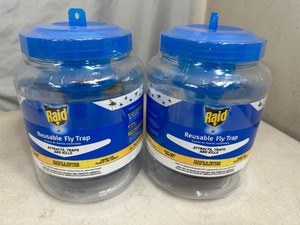 lot 139 image: 2 New Raid Reusable Fly Traps with Bait