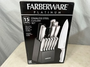 lot 11 image: Brand New Farberware Platinum 15 Piece Stainless Steel Cutlery Set