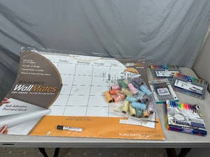 lot 46 image: New Large Dry Erase Calendar, Markers, Twine