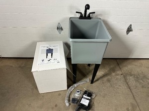 lot 1 image: New 16 Gallon Laundry  Utility Tub Kit with Pull-Out Faucet