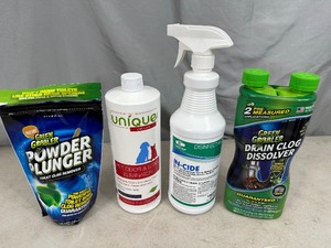 lot 106 image: New Green Gobbler Drain Cleaner, Unique Pet Stain Shampoo, and More
