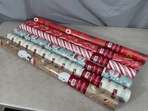 lot 142 image: 6 New Rolls of Premium Christmas  Holiday Gift Wrap  Wrapping Paper