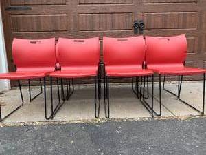 lot 63 image: 8 Red and Black Chairs