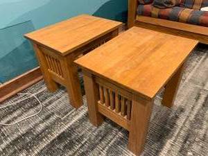 lot 34 image: Mission Oak Side Tables