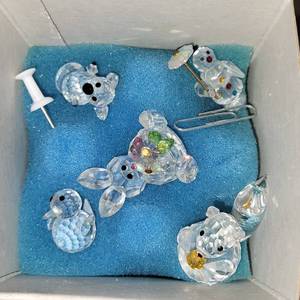 lot 23 image: Crystal Figurines, bell and glass items