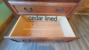 lot 14 image: Solid oak Highboy Dresser