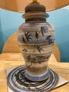 lot 182 image: Handpainted Stoneware look ceramic lamp and tile