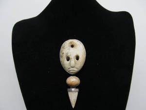 AMY KAHN RUSSELL Handmade Sculptural Brooch Pendant #28 wCarved Head