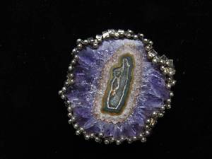 Large Signed Sterling Silver &amp Amethyst Stalactite Brooch Pendant