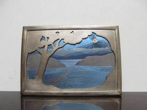 Large Signed NOEL Sterling Silver &amp Titanium Scenic Brooch Pin